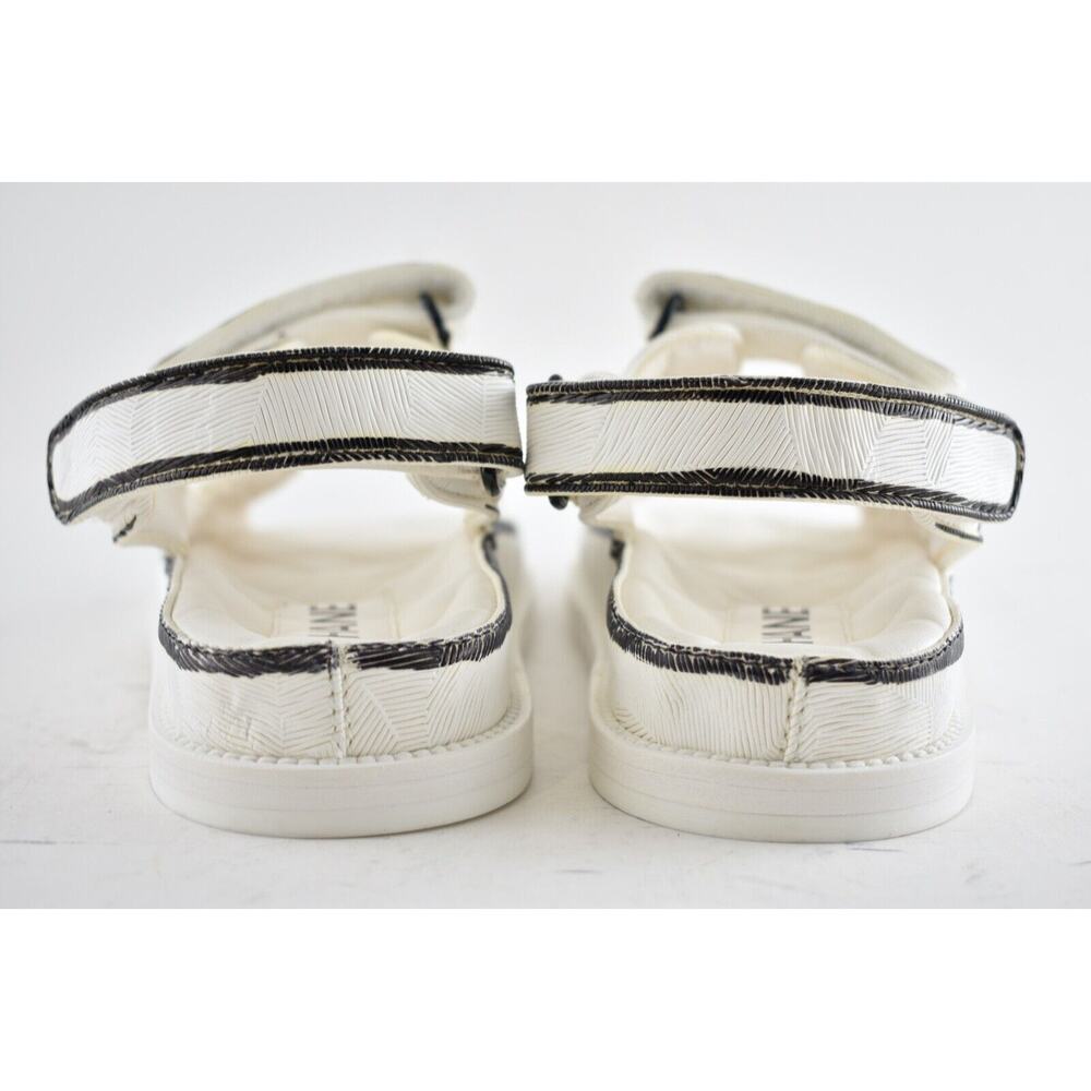 Chanel 22C White Black Graffiti CC Logo Mule Slide Strap Flat Dad Teva Sandal 36 - Picture 11 of 12
